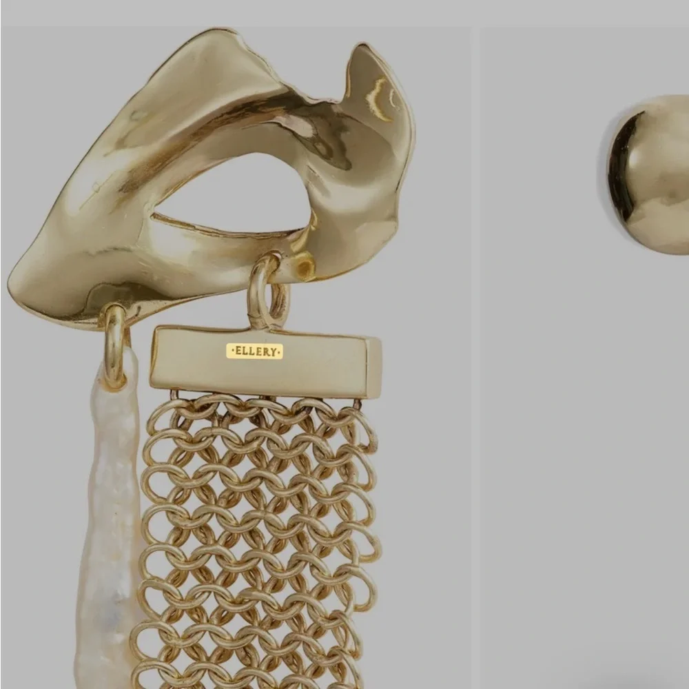 Ellery “Succession Broken Eye” Gold Statement Chain Tassel Earrings – Rare - Picture 11 of 13